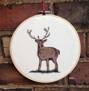 Blog, blog posts, freehand machine embroidery textile art, wall hanging, stag, Wollaton hall park