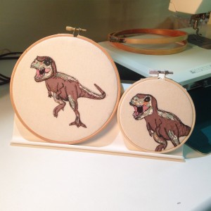 dinosaurs, machine embroidery, dinosaur embroidery, textile art dinosaur